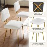VECELO Dining Chairs Set of 2, Modern Upholstered Kitchen Chairs with Faux Leather Cushion Seat & Metal Legs for Kitchen, Living Room, Tufted Backrest Design, White