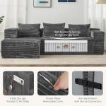 zzlay Modular Sectional L-Shaped Sofa with Deep Seat, Modern Boneless Comfy Corduroy Fluffy Couch with Side Pockets and Anti-Slip & Floor-Friendly Bottom for Living Room, No Assembly, Dark Grey