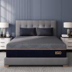 EGOHOME 12 Inch Queen Memory Foam Mattress for Back Pain, Cooling Copper Gel Bed in a Box, Foam Made in USA, CertiPUR-US Certified, Therapeutic Medium Firm, Double 60x80x12 Black