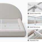 RECCI AirFrame Half-Moon Upholstered King Platform Bed Frame, Velvet Curved Arched Base with Headboard, 5 Inch Fully Round Cushioned Foam, No Box Spring Needed, Easy Assembly