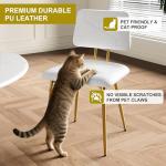 VECELO Dining Chairs Set of 2, Modern Upholstered Kitchen Chairs with Faux Leather Cushion Seat & Metal Legs for Kitchen, Living Room, Tufted Backrest Design, White