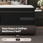UniPon 14 Inch Extra Firm Queen Mattress, Hybrid Mattresses Hotel Collection with Extra Back & Hip Support, Deep Sleep & Zoned Support, Fiberglass-Free and CertiPUR-US Certified, 365-Night Trial