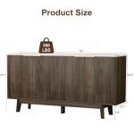 Homiflex Buffet Cabinet with Storage, 63 Inch Sideboard Cabinet with Curved Corner, 4 Doors, Adjustable Shelves, Modern Coffee Bar Cabinet for Kitchen, Living Room, Curved Profile Design, Brown