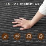 zzlay Modular Sectional L-Shaped Sofa with Deep Seat, Modern Boneless Comfy Corduroy Fluffy Couch with Side Pockets and Anti-Slip & Floor-Friendly Bottom for Living Room, No Assembly, Dark Grey