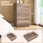 Karl home Dresser for Bedroom, Modern Wood Dresser Chest of Drawers, Bedroom Dressers Nightstand, Anti-Tipping Device, Rose Gold Metal Handle, Living Room, Hallway, Office (Grey-6 Drawer)
