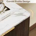 Homiflex Buffet Cabinet with Storage, 63 Inch Sideboard Cabinet with Curved Corner, 4 Doors, Adjustable Shelves, Modern Coffee Bar Cabinet for Kitchen, Living Room, Curved Profile Design, Brown