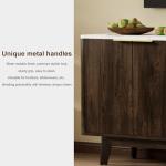 Homiflex Buffet Cabinet with Storage, 63 Inch Sideboard Cabinet with Curved Corner, 4 Doors, Adjustable Shelves, Modern Coffee Bar Cabinet for Kitchen, Living Room, Curved Profile Design, Brown