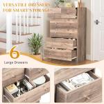 Karl home Dresser for Bedroom, Modern Wood Dresser Chest of Drawers, Bedroom Dressers Nightstand, Anti-Tipping Device, Rose Gold Metal Handle, Living Room, Hallway, Office (Grey-6 Drawer)
