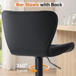 Sweetcrispy Modern Bar Stools Set of 4, Adjustable Faux Leather Upholstered Swivel Bar Stools, Counter Height Bar Chairs with Back for Kitchen Island, Black