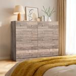 Karl home Dresser for Bedroom, Modern Wood Dresser Chest of Drawers, Bedroom Dressers Nightstand, Anti-Tipping Device, Rose Gold Metal Handle, Living Room, Hallway, Office (Grey-6 Drawer)
