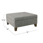 HomePop Square Storage Ottoman with Wood Legs, Slate Gray