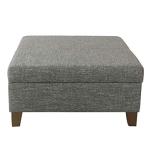 HomePop Square Storage Ottoman with Wood Legs, Slate Gray