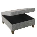 HomePop Square Storage Ottoman with Wood Legs, Slate Gray