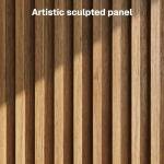 BELLEZE Set of 2 Modular Fluted Sideboard Buffet Cabinet with Storage, Mid-Century Modern Console Table with Symmetrical Arched Doors, Credenza for Dining Room, Kitchen and Living Room, Caramel Brown