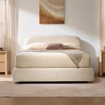 ModernMate Queen Lift Up Storage Bed Frame, Upholstered Bed Frame with Adjustable Headboard, Oeko-TEX Chenille Fabric, Hydraulic Lift Storage Bed, No Box Spring Needed, Wooden Slat Support, Beige