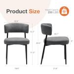 DUMOS Dining Chairs Set of 4, Mid Century Modern Chair Round Upholstered Curved Backrest, Kitchen Vanity Living Room Chairs with Black Metal Legs, Grey