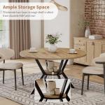 MECHYIN 42 Inch Round Dining Table for 2–4, Farmhouse Round Kitchen Table with Storage Shelf, Pedestal Dining Table, Wood Top & Metal Base, Small Space Table for Apartment, Dining Room
