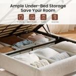 ModernMate Queen Lift Up Storage Bed Frame, Upholstered Bed Frame with Adjustable Headboard, Oeko-TEX Chenille Fabric, Hydraulic Lift Storage Bed, No Box Spring Needed, Wooden Slat Support, Beige