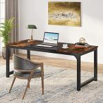 Tribesigns Modern Computer Desk, 63 x 31.5 inch Large Office Desk Computer Table Study Writing Desk Workstation for Home Office, Vintage Black Metal Frame