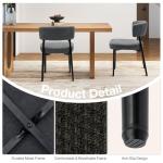 DUMOS Dining Chairs Set of 4, Mid Century Modern Chair Round Upholstered Curved Backrest, Kitchen Vanity Living Room Chairs with Black Metal Legs, Grey