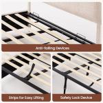 ModernMate Queen Lift Up Storage Bed Frame, Upholstered Bed Frame with Adjustable Headboard, Oeko-TEX Chenille Fabric, Hydraulic Lift Storage Bed, No Box Spring Needed, Wooden Slat Support, Beige