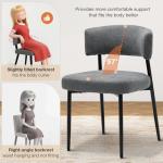 DUMOS Dining Chairs Set of 4, Mid Century Modern Chair Round Upholstered Curved Backrest, Kitchen Vanity Living Room Chairs with Black Metal Legs, Grey