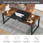 Tribesigns Modern Computer Desk, 63 x 31.5 inch Large Office Desk Computer Table Study Writing Desk Workstation for Home Office, Vintage Black Metal Frame