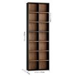 FOTOSOK 71'' Tall Bookshelf with 14 Cubes, 7 Tier Double Wide Wood Bookshelf with 6 Adjustable Shelves, 19.6" Narrow Bookcase DVD/CD Media Storage, Space Saving Display Shelf Cabinet, Black/Brown