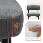 DUMOS Dining Chairs Set of 4, Mid Century Modern Chair Round Upholstered Curved Backrest, Kitchen Vanity Living Room Chairs with Black Metal Legs, Grey