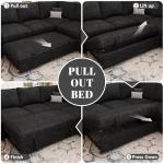SUAWY 108 Inch Modular Sectional Sofa with Pull Out Bed, U Shaped 7 Seat Sectional Sleeper Sofa with Storage, Sectional Couches for Living Room,Cloud Modular Couch, Removable Sofa Cover, Black