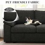 SUAWY 108 Inch Modular Sectional Sofa with Pull Out Bed, U Shaped 7 Seat Sectional Sleeper Sofa with Storage, Sectional Couches for Living Room,Cloud Modular Couch, Removable Sofa Cover, Black