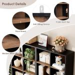 FOTOSOK 71'' Tall Bookshelf with 14 Cubes, 7 Tier Double Wide Wood Bookshelf with 6 Adjustable Shelves, 19.6" Narrow Bookcase DVD/CD Media Storage, Space Saving Display Shelf Cabinet, Black/Brown