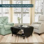 SAYGOER Black Coffee Table Modern Extended Coffee Tables with Storage for Living Room 2-Tier Unique Center Table with Two Folding Panel for Any Large or Small Space,Foldable, All Black