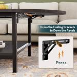 SAYGOER Black Coffee Table Modern Extended Coffee Tables with Storage for Living Room 2-Tier Unique Center Table with Two Folding Panel for Any Large or Small Space,Foldable, All Black