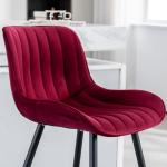 Whiterye Bar Stools Set of 2 - Burgundy Counter Height Bar Stools Velvet Fabric Upholstered Bar Stools 24 Inches Seat Height Barstools with Backs Bar Chairs for Kitchen Island (Burgundy).