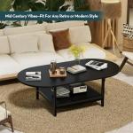 SAYGOER Black Coffee Table Modern Extended Coffee Tables with Storage for Living Room 2-Tier Unique Center Table with Two Folding Panel for Any Large or Small Space,Foldable, All Black