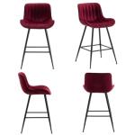 Whiterye Bar Stools Set of 2 - Burgundy Counter Height Bar Stools Velvet Fabric Upholstered Bar Stools 24 Inches Seat Height Barstools with Backs Bar Chairs for Kitchen Island (Burgundy).