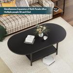 SAYGOER Black Coffee Table Modern Extended Coffee Tables with Storage for Living Room 2-Tier Unique Center Table with Two Folding Panel for Any Large or Small Space,Foldable, All Black