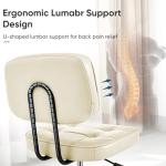 DUMOS Home Office Desk Chair - Ergonomic Armless PU Leather Computer Rolling Task Chair，with Comfy Lumbar Support and Height Adjustable, Vanity, Bedroom, Beige
