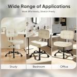 DUMOS Home Office Desk Chair - Ergonomic Armless PU Leather Computer Rolling Task Chair，with Comfy Lumbar Support and Height Adjustable, Vanity, Bedroom, Beige