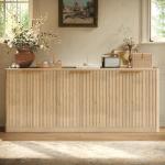Evermagin 67" Fluted Oak Buffet Cabinet Sideboard with Storage, Large Credenza with 6 Doors, Wood Mid Century Modern Sideboard for Kitchen and Living Room (67"*31.5"*15.7")
