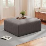 40" Oversized Square Corduroy Ottoman Pouf - Poofy Soft Foot Rest with Foam Chunk Filling, Movable Large Ottoman Pouf Footstool for Living Room Sofa Couch Bedroom, Grey(1 Piece)