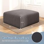 40" Oversized Square Corduroy Ottoman Pouf - Poofy Soft Foot Rest with Foam Chunk Filling, Movable Large Ottoman Pouf Footstool for Living Room Sofa Couch Bedroom, Grey(1 Piece)