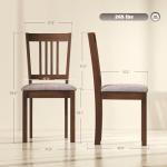 HOMCOM Dining Chairs Set of 2, Solid Wood Kitchen Chairs, Mid Century Modern Linen Fabric Upholstered for Dining Room, Living Room, Walnut Frame and Taupe Upholstery