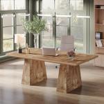 Tribesigns 63-Inch Executive Desk, Large Office Computer Desk with Double Pedestal, Modern Simple Workstations Writing Table Conference Table Business Furniture for Home Office, Natural