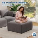 40" Oversized Square Corduroy Ottoman Pouf - Poofy Soft Foot Rest with Foam Chunk Filling, Movable Large Ottoman Pouf Footstool for Living Room Sofa Couch Bedroom, Grey(1 Piece)