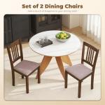 HOMCOM Dining Chairs Set of 2, Solid Wood Kitchen Chairs, Mid Century Modern Linen Fabric Upholstered for Dining Room, Living Room, Walnut Frame and Taupe Upholstery