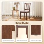 HOMCOM Dining Chairs Set of 2, Solid Wood Kitchen Chairs, Mid Century Modern Linen Fabric Upholstered for Dining Room, Living Room, Walnut Frame and Taupe Upholstery