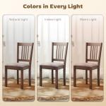 HOMCOM Dining Chairs Set of 2, Solid Wood Kitchen Chairs, Mid Century Modern Linen Fabric Upholstered for Dining Room, Living Room, Walnut Frame and Taupe Upholstery