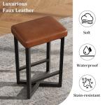 IDEALHOUSE Bar Stools Set of 4, 24.6" Counter Height Backless Barstools, Upholstered PU Leather Seats with Metal X-Frame & Footrest, Modern Kitchen Stools for Home Bar, Dining Room, Brown